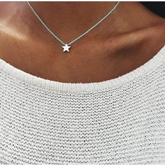 🐚 BOHO Dainty Silver Star Necklace Choker